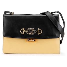 Gucci-Gucci Zumi Horsebit Leather Shoulder Bag-Brown,Beige