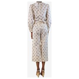 Autre Marque-Cream floral printed jumpsuit - size UK 6-Cream