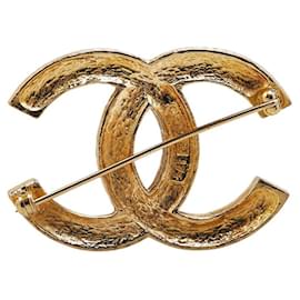 Chanel-Chanel Vintage Coco Mark Rhinestone Brooch-Golden,Metallic