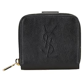 Yves Saint Laurent-Yves Saint Laurent Leather Compact Wallet-Black