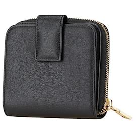 Yves Saint Laurent-Yves Saint Laurent Leather Compact Wallet-Black