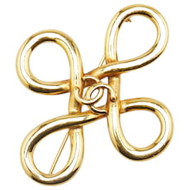 Chanel-Chanel Vintage Coco Mark Cross Brooch Gold-Golden,Metallic
