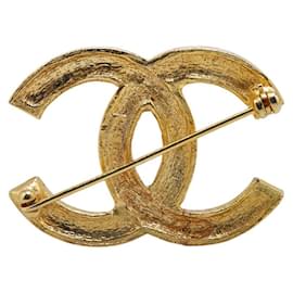 Chanel-Chanel Coco Mark Rhinestone Brooch-Golden,Metallic