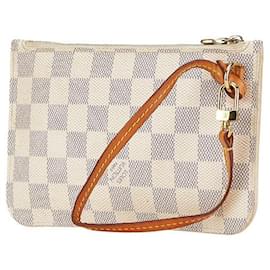 Louis Vuitton-Pochete Louis Vuitton Damier Azur Neverfull PM-Branco