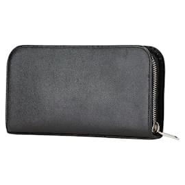 Yves Saint Laurent-Saint Laurent Leather Logo Zip Wallet-Black