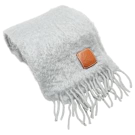 Loewe-Loewe Anagram Logo Wool Mohair Scarf-Grey