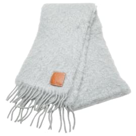 Loewe-Loewe Anagram Logo Wool Mohair Scarf-Grey