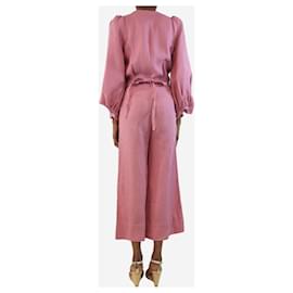 Autre Marque-Pink linen jumpsuit - size UK 8-Pink