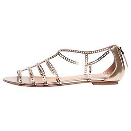 Alaïa Bronze leather laser-cut strap sandals - size EU 38.5 Bronze