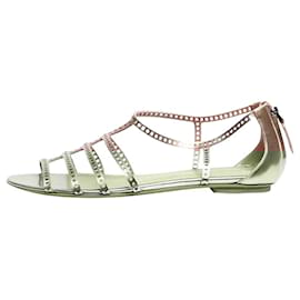 Alaïa-Bronze leather laser-cut strap sandals - size EU 38.5-Bronze