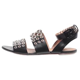 Alaïa-Black Grommet leather eyelet sandals - size EU 39-Black