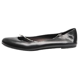 Saint Laurent Black leather chain-strap ballet flats - size EU 38.5 Black