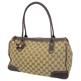 Gucci-Gucci Handbag GG Canvas Sherry Line-Brown
