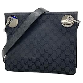 Gucci-Gucci Black Shoulder Bag GG Canvas-Black