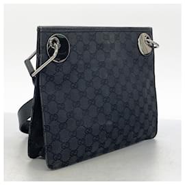 Gucci-Gucci Black Shoulder Bag GG Canvas-Black