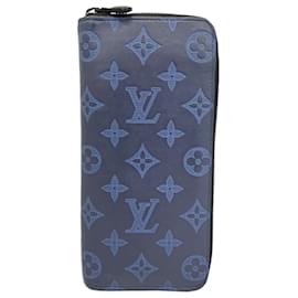 Louis Vuitton-Louis Vuitton Monogram Shadow Zippy Vertical Long Wallet-Blue