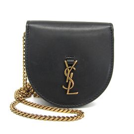 Bolsa de moedas com corrente e logo Cassandra da Saint Laurent Preto