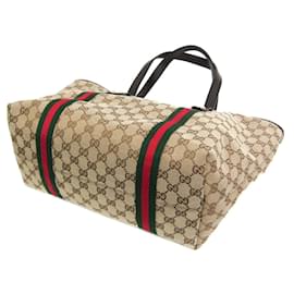 Gucci-Gucci Sherry Line Beige Shoulder Tote Bag-Beige