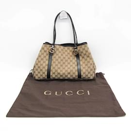 Gucci-Gucci GG Twins 232957 Women's Canvas Tote Bag-Black,Beige