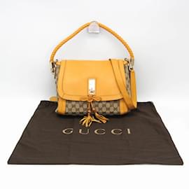 Gucci-Gucci GG Canvas Bella 282301 Handbag-Beige,Yellow