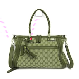 Gucci-Gucci GG Canvas Handbag and Shoulder Bag-Red,Beige