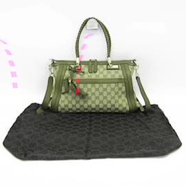 Gucci-Gucci GG Canvas Handbag and Shoulder Bag-Red,Beige