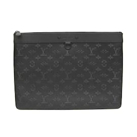 Louis Vuitton-Louis Vuitton Monogram Shadow Pochette Discovery Clutch Bag-Black