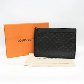 Louis Vuitton-Louis Vuitton Monogram Shadow Pochette Discovery Clutch Bag-Black