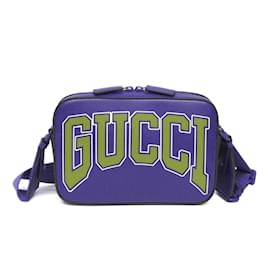 Gucci-Gucci Leather Clutch and Shoulder Bag-Blue,Orange