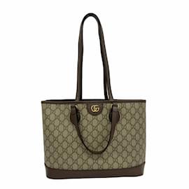 Gucci-Gucci Tote Bag GG Supreme-Brown,Beige