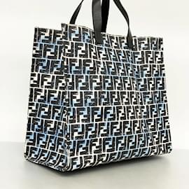Fendi-Sac fourre-tout en toile enduite Fendi-Noir,Bleu clair