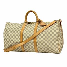 Louis Vuitton-Louis Vuitton Boston Bag Damier Azur Keepall Bandouliere 55-White