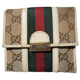 Gucci-GUCCI GG Guccissima Sherry Line Biford Compact Wallet Cream/Beige-Beige,Cream