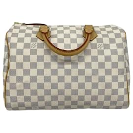 Louis Vuitton-Louis Vuitton Damier Azur Speedy 30 Handbag-White