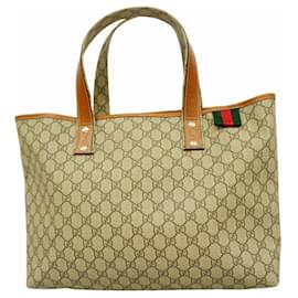 Gucci-Gucci Tote Bag GG Supreme Sherry Line-Brown