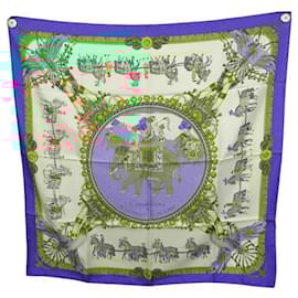 Hermès-HERMES SCARF CAPARACONS FROM FRANCE AND INDIA 90 SQUARE SILK SCARF-Blue