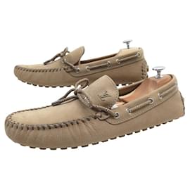 Louis Vuitton-NOVE SAPATOS LOUIS VUITTON MOCASSINS ARIZONA COURO SUEDE 44.5 10.5-Bege