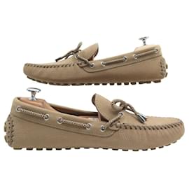 Louis Vuitton-NOVE SAPATOS LOUIS VUITTON MOCASSINS ARIZONA COURO SUEDE 44.5 10.5-Bege