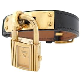 Hermès-VINTAGE HERMES KELLY CADENAS PM 20 MM QUARTZ GOLD PLATED WATCH-Golden