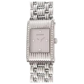 Boucheron-BOUCHERON REFLET 32 MM QUARTZ STEEL & DIAMONDS STEEL WATCH-Silvery
