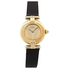 Cartier-VINTAGE CARTIER COLISEE WATCH 590002 24 MM QUARTZ VERMEIL GOLDEN WATCH-Golden