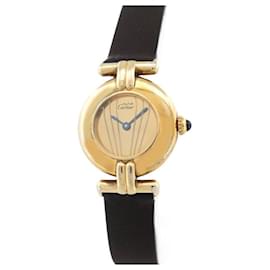 Cartier-VINTAGE CARTIER COLISEE WATCH 590002 24 MM QUARTZ VERMEIL GOLDEN WATCH-Golden