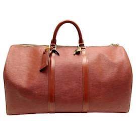 Louis Vuitton-LOUIS VUITTON KEEPALL 50 EPI LEATHER GOLD TRAVEL HAND BAG-Camel