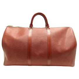 Louis Vuitton-LOUIS VUITTON KEEPALL 50 EPI LEATHER GOLD TRAVEL HAND BAG-Camel