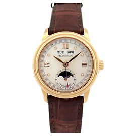 BLANCPAIN LEMAN MOONPHASE 2360-3691A 33MM AUTOMATIC 18K GOLD WATCH Golden