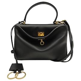 Balenciaga-NEW BALENCIAGA 795456 MINI RODEO BLACK LEATHER SHOULDER BAG-Black
