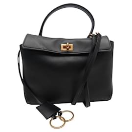 Balenciaga-NEW BALENCIAGA 795456 MINI RODEO BLACK LEATHER SHOULDER BAG-Black
