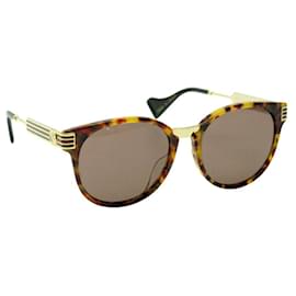 Gucci-NINE GUCCI GG0586SA 004 LOGO GG GOLD METAL SUNGLASSES-Golden