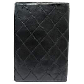 Chanel-NEW VINTAGE CHANEL QUILTED BLACK LEATHER WALLET CARDHOLDER-Black