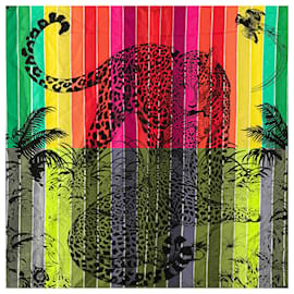 Hermès-Hermes Carre 90 Jungle Love Rainbow Scarf-White,Multiple colors